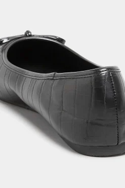 M&Co Yours Yours Black Croc Print Ballet Pumps In Wide E Fit & Extra Wide Eee Fit><noscript><img width=