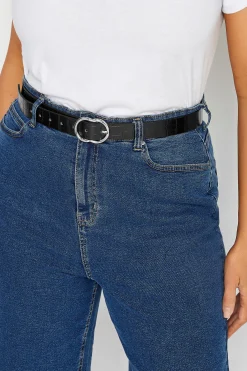 M&Co Yours Yours Black Croc Twisted Oval Buckle Belt>Women Belts