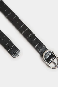 M&Co Yours Yours Black Croc Twisted Oval Buckle Belt><noscript><img width=
