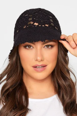 M&Co Yours Yours Black Crochet Bucket Hat>Women Hats