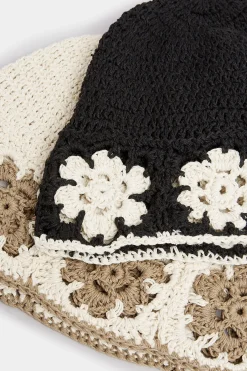 M&Co Yours Yours Black Crochet Contrast Edge Bucket Hat><noscript><img width=