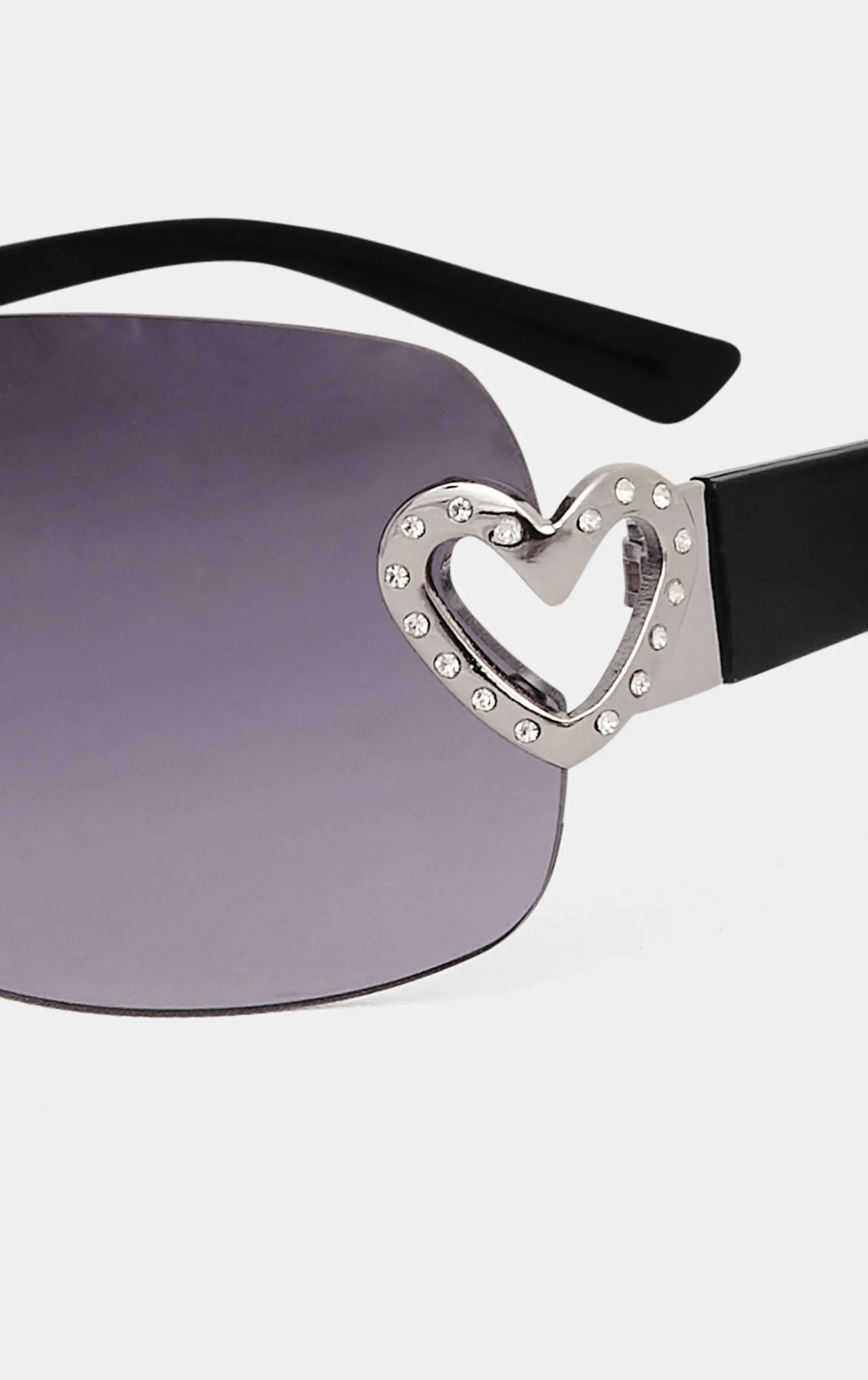 M&Co Yours Yours Black Diamante Heart Frameless Sunglasses>Women Sunglasses