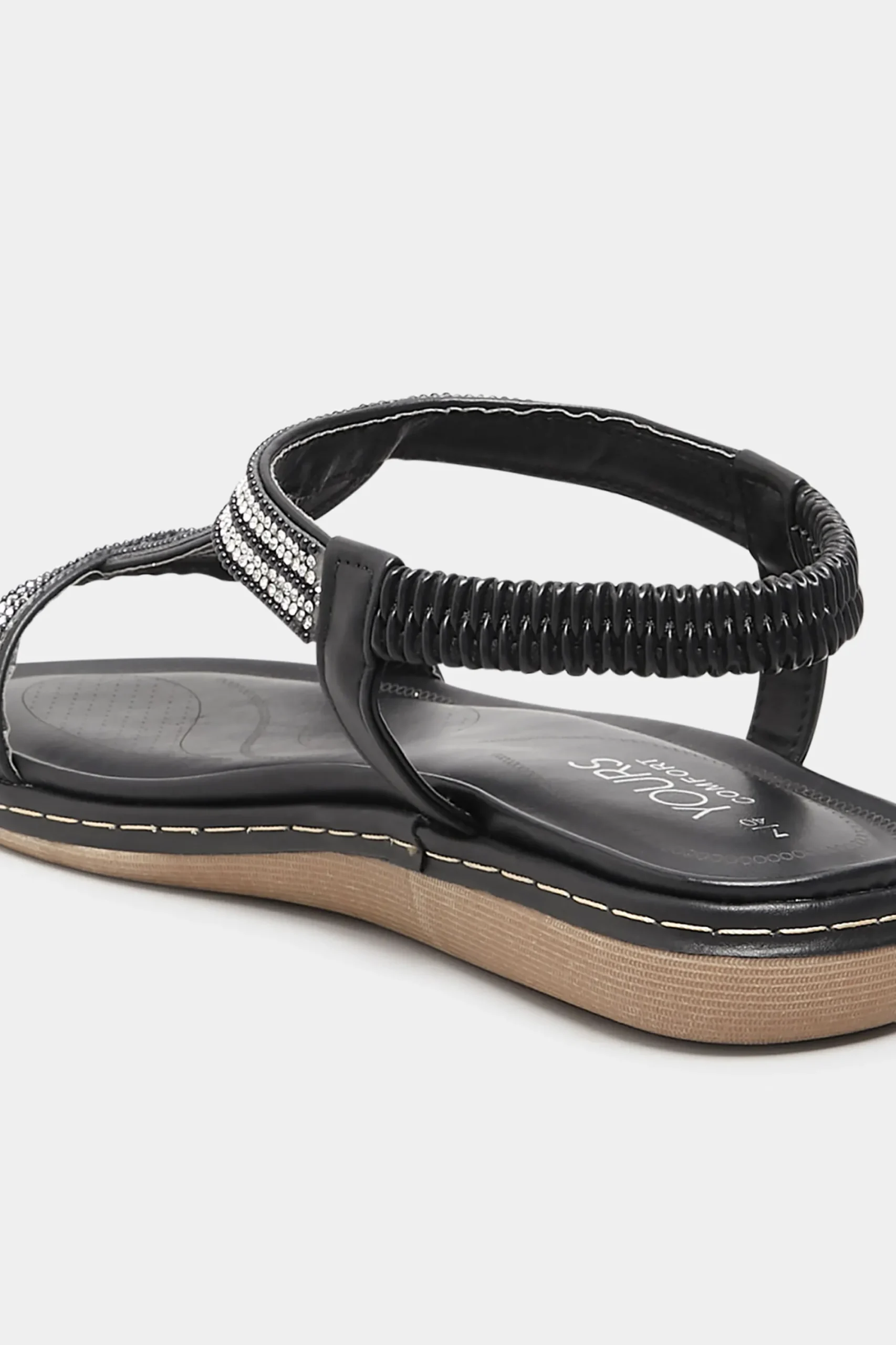 M&Co Yours Yours Black Diamante Strap Sandals In Extra Wide Eee Fit>Women Flat Shoes