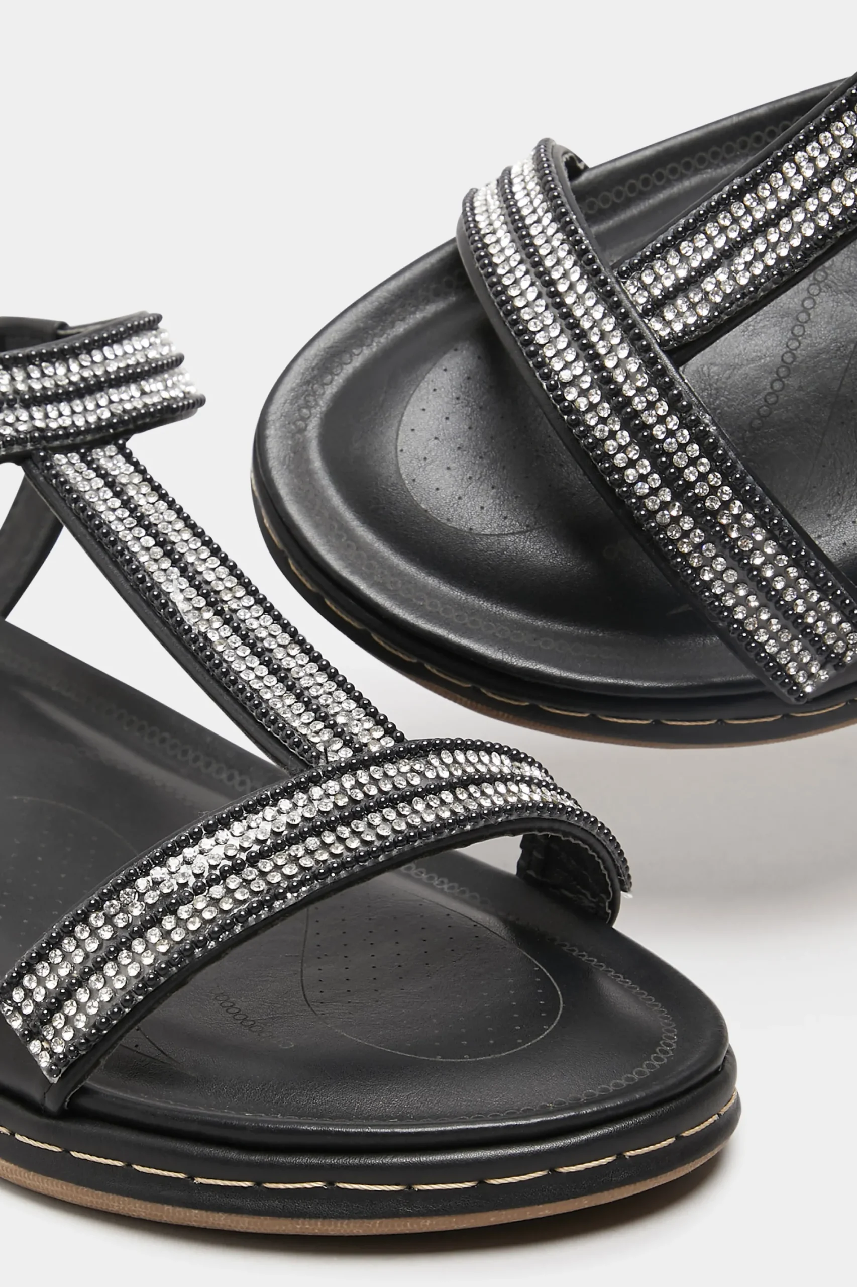 M&Co Yours Yours Black Diamante Strap Sandals In Extra Wide Eee Fit>Women Flat Shoes