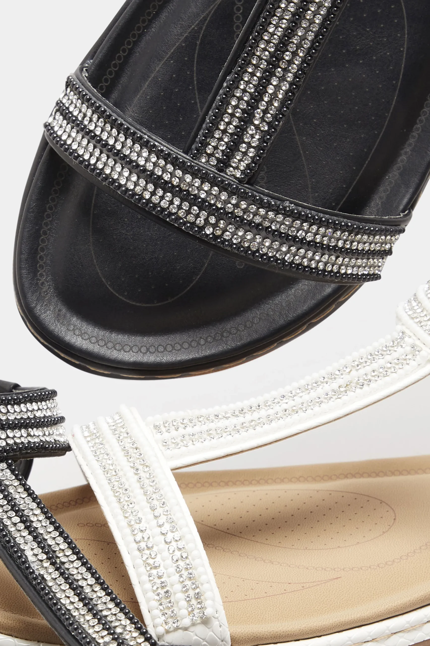 M&Co Yours Yours Black Diamante Strap Sandals In Extra Wide Eee Fit>Women Flat Shoes