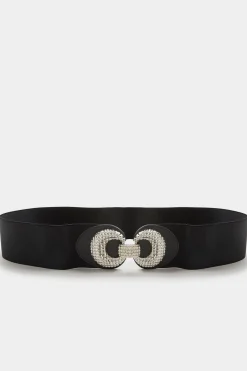 M&Co Yours Yours Black Double Circle Wide Belt>Women Belts