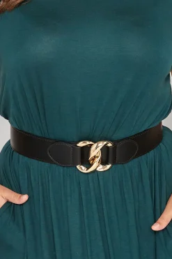 M&Co Yours Yours Black Double Ring Wide Stretch Belt>Women Belts
