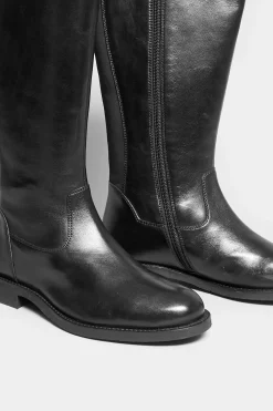 M&Co Yours Yours Black Elasticated Knee High Leather Boots In Wide E Fit & Extra Wide Eee Fit><noscript><img width=