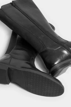 M&Co Yours Yours Black Elasticated Knee High Leather Boots In Wide E Fit & Extra Wide Eee Fit><noscript><img width=