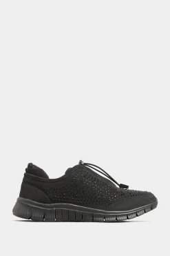 M&Co Yours Yours Black Embellished Drawcord Trainers In Wide E Fit & Extra Wide Eee Fit><noscript><img width=