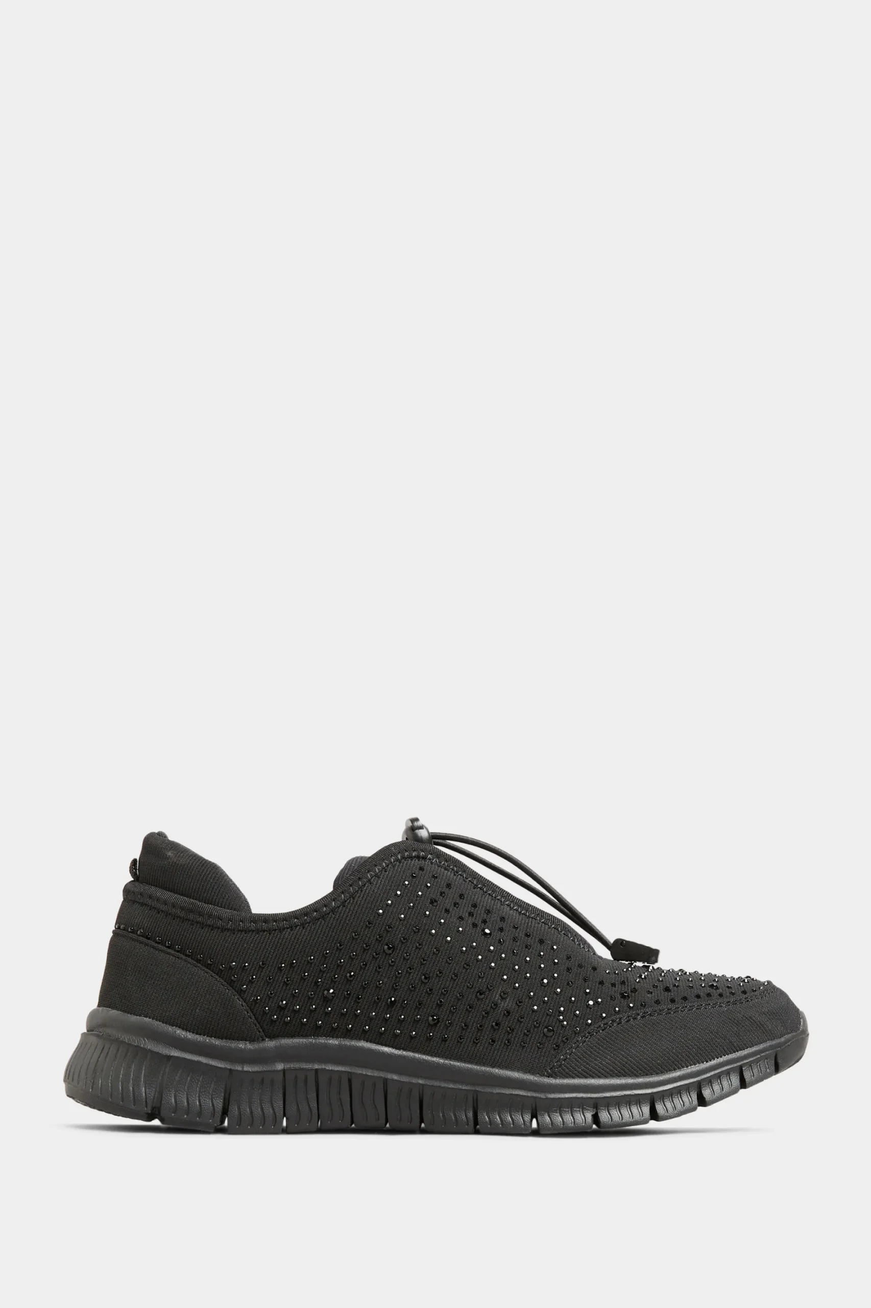 M&Co Yours Yours Black Embellished Drawcord Trainers In Wide E Fit & Extra Wide Eee Fit>Women Flat Shoes