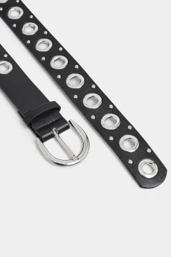 M&Co Yours Yours Black Eyelet Studded Belt><noscript><img width=