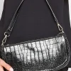 M&Co Yours Yours Black Faux Croc Shoulder Bag>Women Bags