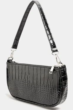 M&Co Yours Yours Black Faux Croc Shoulder Bag>Women Bags