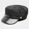 M&Co Yours Yours Black Faux Leather Peak Baker Boy Hat>Women Hats