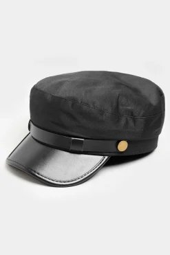 M&Co Yours Yours Black Faux Leather Peak Baker Boy Hat>Women Hats