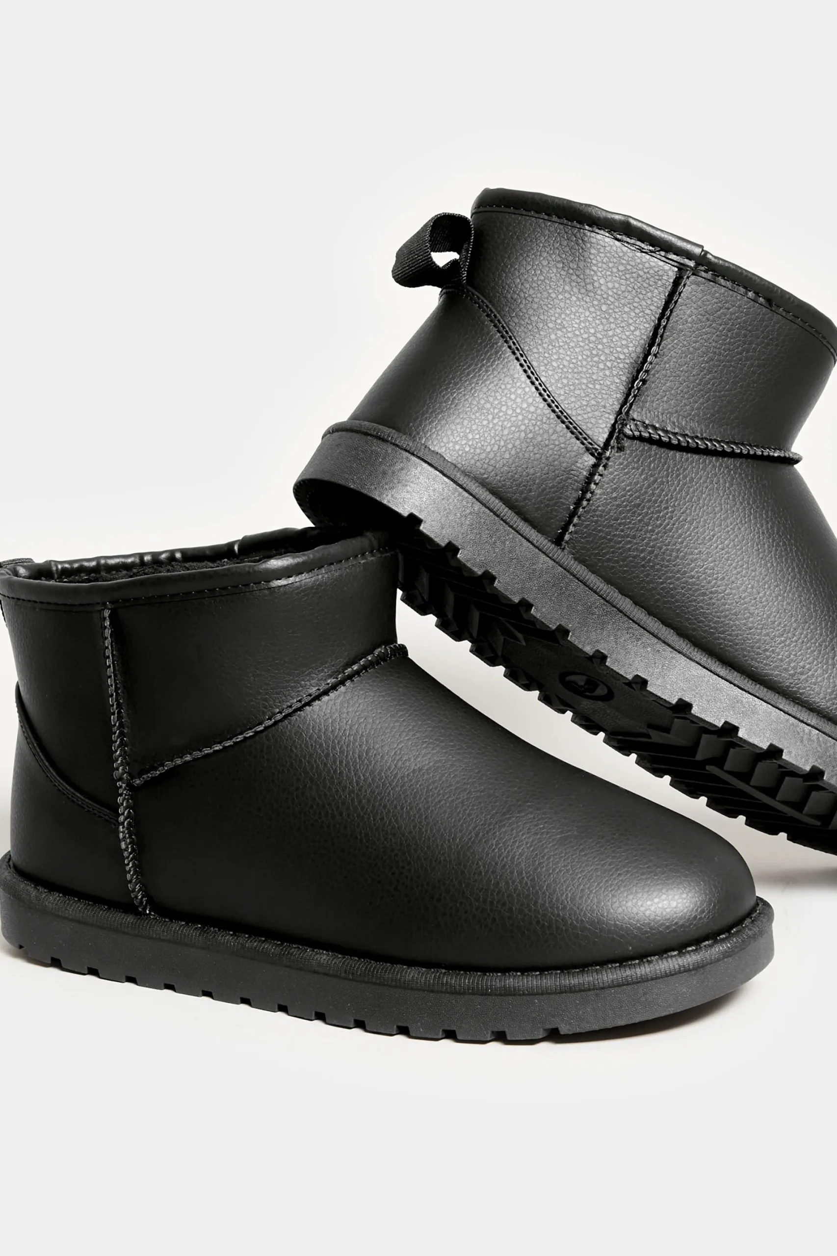 M&Co Yours Yours Black Faux Leather Faux Fur Lined Ankle Boots In Extra Wide Eee Fit>Women Boots