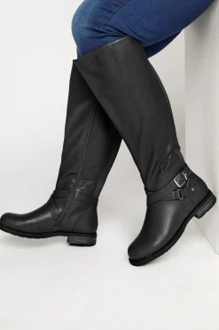 M&Co Yours Yours Black Faux Leather Knee High Boots In Wide E Fit & Extra Wide Ee Fit>Women Boots