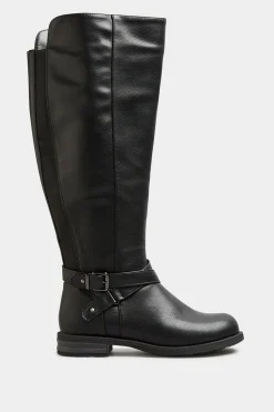 M&Co Yours Yours Black Faux Leather Knee High Boots In Wide E Fit & Extra Wide Ee Fit>Women Boots
