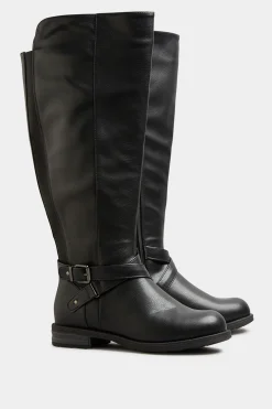 M&Co Yours Yours Black Faux Leather Knee High Boots In Wide E Fit & Extra Wide Ee Fit><noscript><img width=
