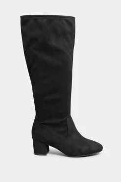 M&Co Yours Yours Black Faux Suede Stretch Heeled Knee High Boots In Wide E Fit & Extra Wide Eee Fit><noscript><img width=