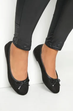 M&Co Yours Yours Black Faux Suede Ballerina Pumps In Wide E Fit & Extra Wide Eee Fit>Women Flat Shoes