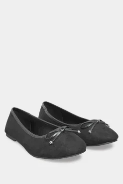 M&Co Yours Yours Black Faux Suede Ballerina Pumps In Wide E Fit & Extra Wide Eee Fit>Women Flat Shoes