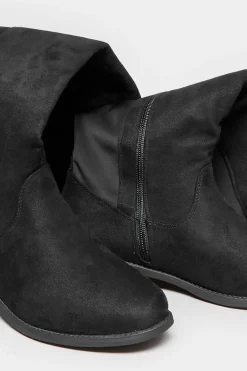 M&Co Yours Yours Black Faux Suede Stretch Over The Knee Boots In Wide E Fit & Extra Wide Eee Fit><noscript><img width=