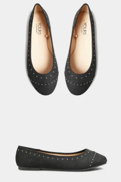 M&Co Yours Yours Black Faux Suede Diamante Ballerina Pumps In Wide E Fit & Extra Wide Eee Fit><noscript><img width=