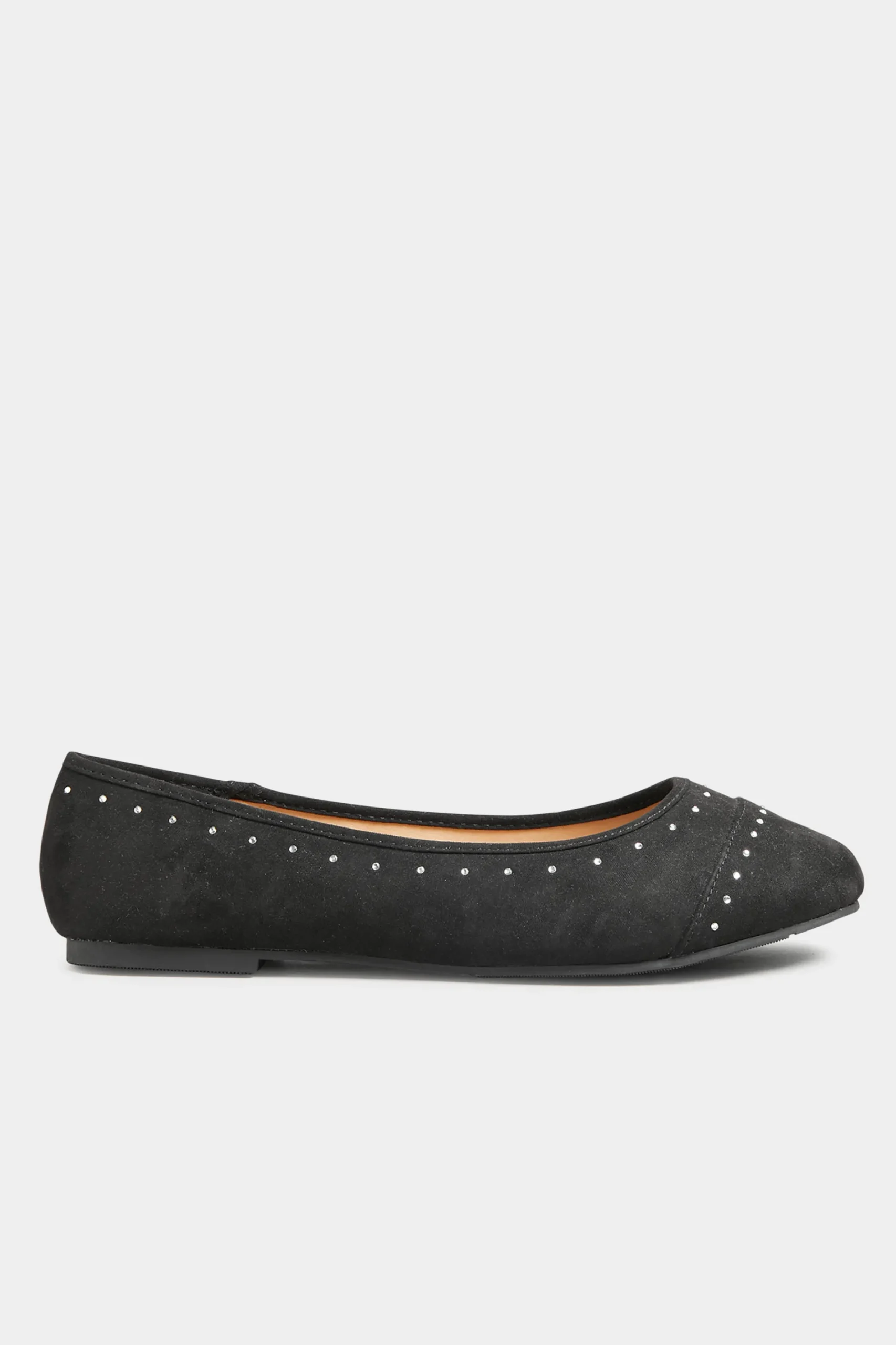M&Co Yours Yours Black Faux Suede Diamante Ballerina Pumps In Wide E Fit & Extra Wide Eee Fit>Women Flat Shoes