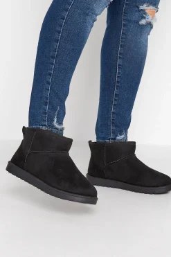 M&Co Yours Yours Black Faux Suede Faux Fur Lined Ankle Boots In Wide E Fit & Extra Wide Eee Fit>Women Boots