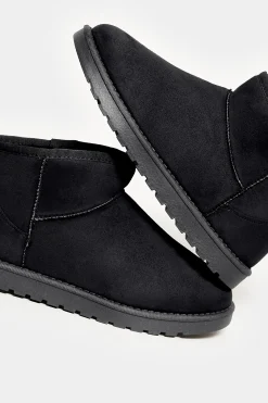 M&Co Yours Yours Black Faux Suede Faux Fur Lined Ankle Boots In Wide E Fit & Extra Wide Eee Fit><noscript><img width=