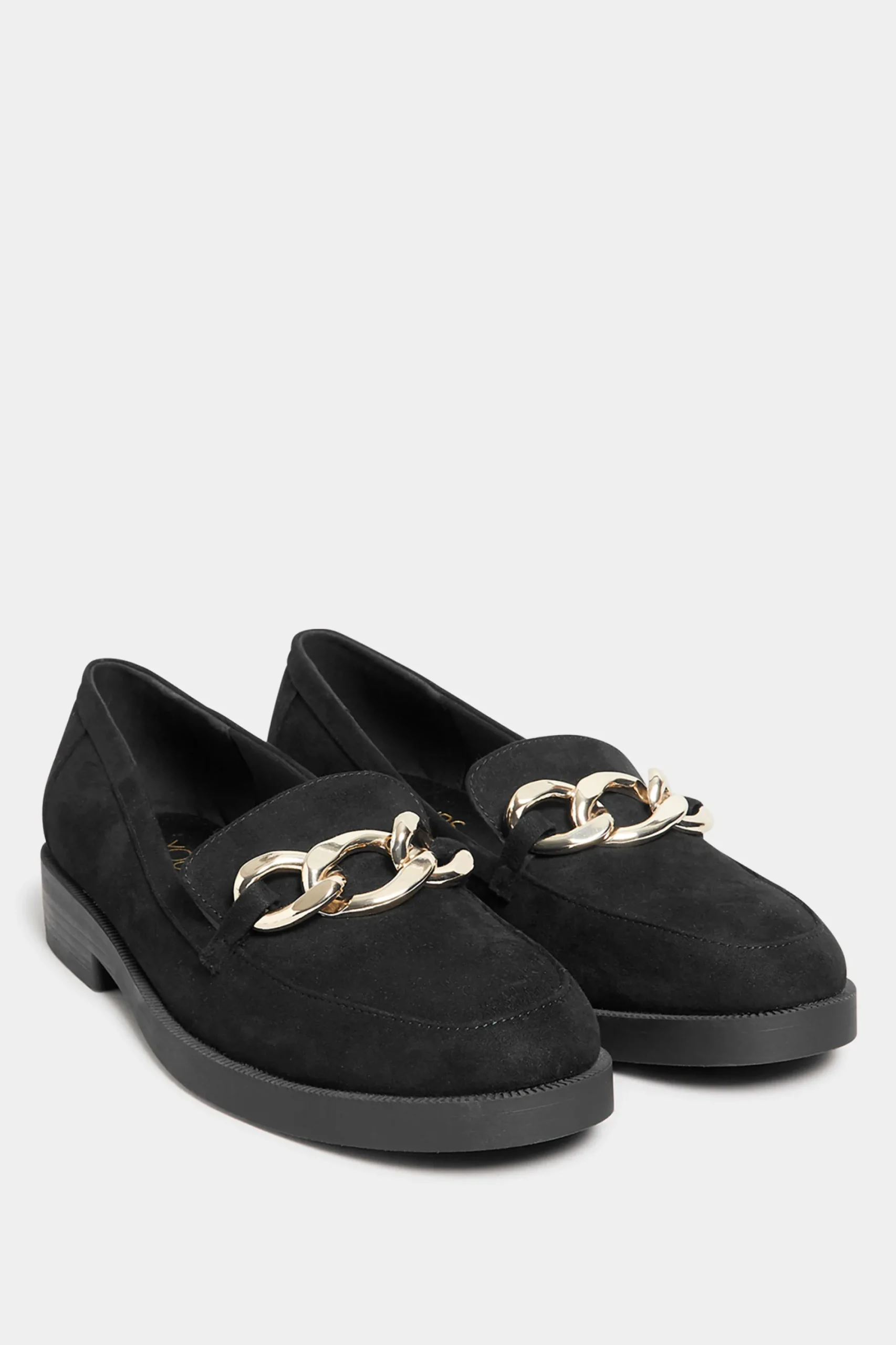 M&Co Yours Yours Black Faux Suede Chain Detail Loafers In Wide E Fit & Extra Wide Eee Fit>Women Flat Shoes