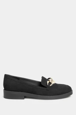 M&Co Yours Yours Black Faux Suede Chain Detail Loafers In Wide E Fit & Extra Wide Eee Fit><noscript><img width=