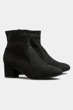 M&Co Yours Yours Black Faux Suede Stretch Block Heeled Sock Boots In Wide E Fit & Extra Wide Eee Fit><noscript><img width=