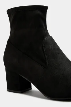 M&Co Yours Yours Black Faux Suede Stretch Block Heeled Sock Boots In Wide E Fit & Extra Wide Eee Fit><noscript><img width=