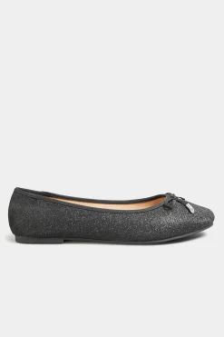 M&Co Yours Yours Black Glitter Ballerina Pumps In Wide E Fit & Extra Wide Eee Fit><noscript><img width=