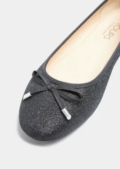 M&Co Yours Yours Black Glitter Ballerina Pumps In Wide E Fit & Extra Wide Eee Fit><noscript><img width=