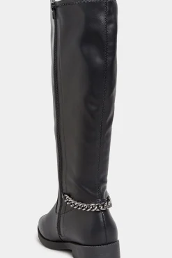 M&Co Yours Yours Black Knee High Chain Detail Boots In Wide E Fit & Extra Wide Eee Fit><noscript><img width=