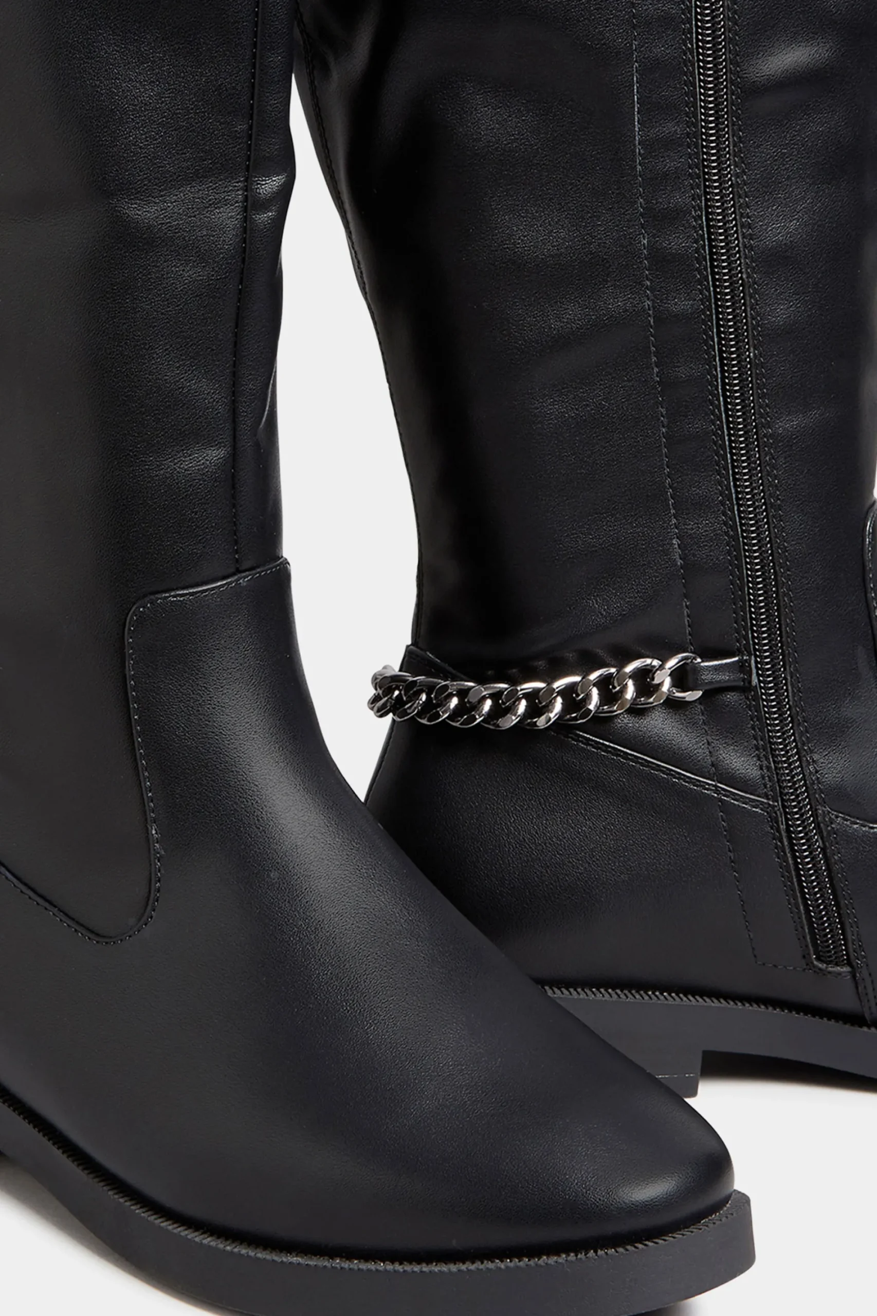 M&Co Yours Yours Black Knee High Chain Detail Boots In Wide E Fit & Extra Wide Eee Fit>Women Boots