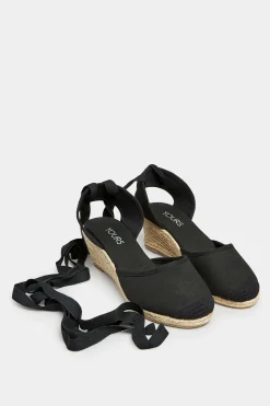 M&Co Yours Yours Black Lace Up Espadrille Wedges In Wide E Fit & Extra Wide Eee Fit>Women Sandals