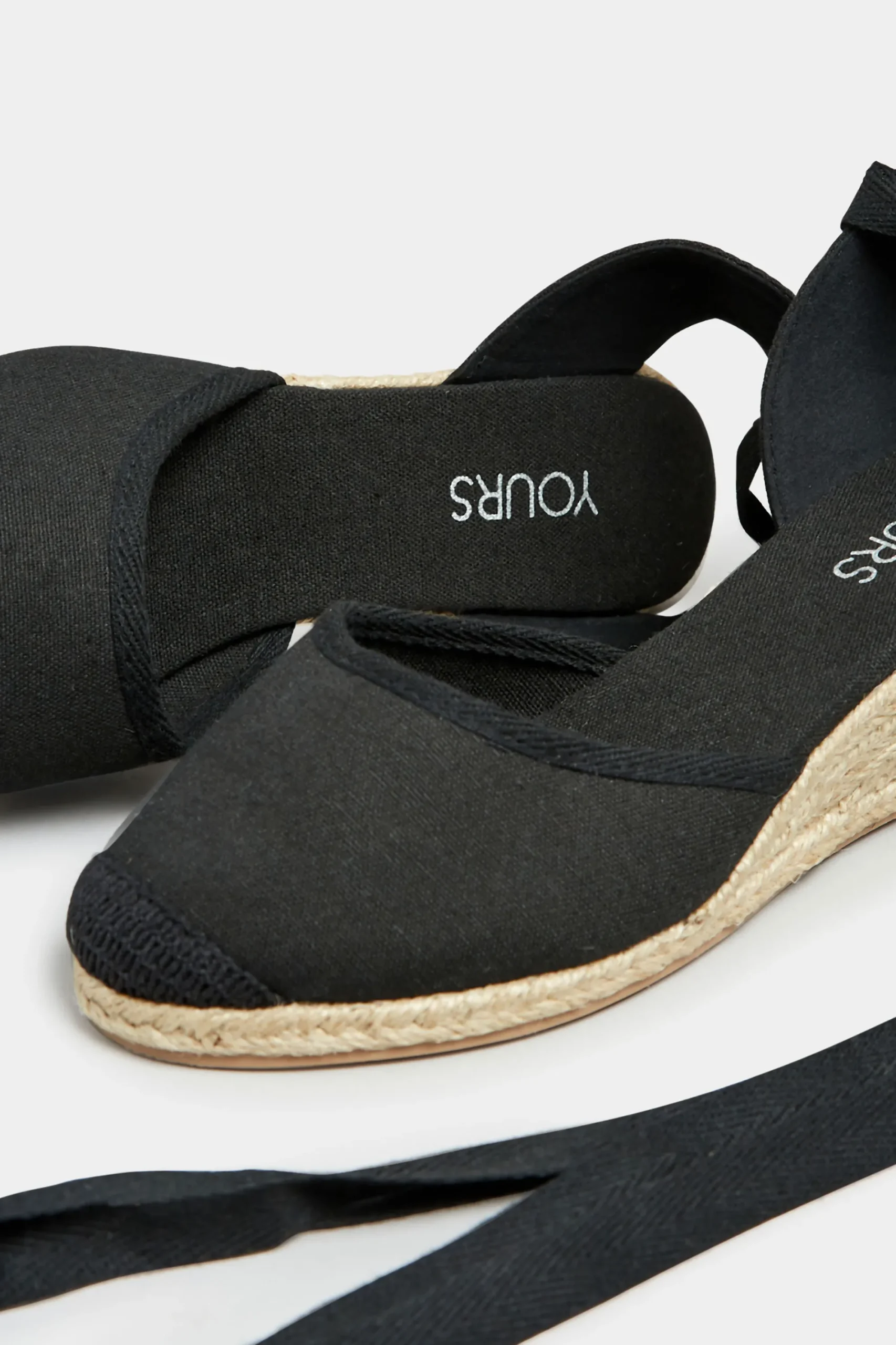 M&Co Yours Yours Black Lace Up Espadrille Wedges In Wide E Fit & Extra Wide Eee Fit>Women Sandals