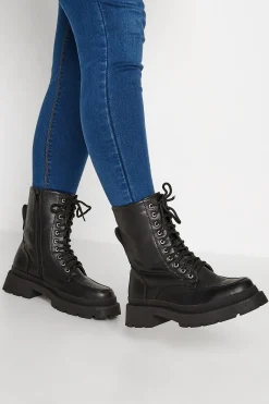 M&Co Yours Yours Black Lace Up Moccasin Toe Boots In Wide E Fit & Extra Wide Eee Fit>Women Boots
