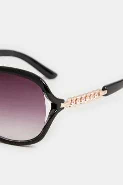 M&Co Yours Yours Black Oversized Chain Detail Sunglasses><noscript><img width=