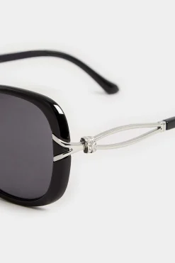 M&Co Yours Yours Black Oversized Diamante Knot Sunglasses><noscript><img width=