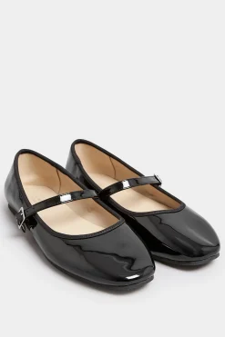 M&Co Yours Yours Black Patent Mary Jane Ballerina Pumps In Wide E Fit & Extra Wide Eee Fit>Women Flat Shoes
