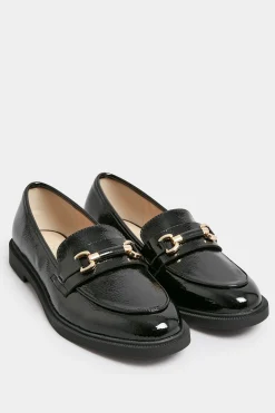 M&Co Yours Yours Black Patent Chain Detail Loafer In Wide E Fit & Extra Wide Eee Fit>Women Flat Shoes