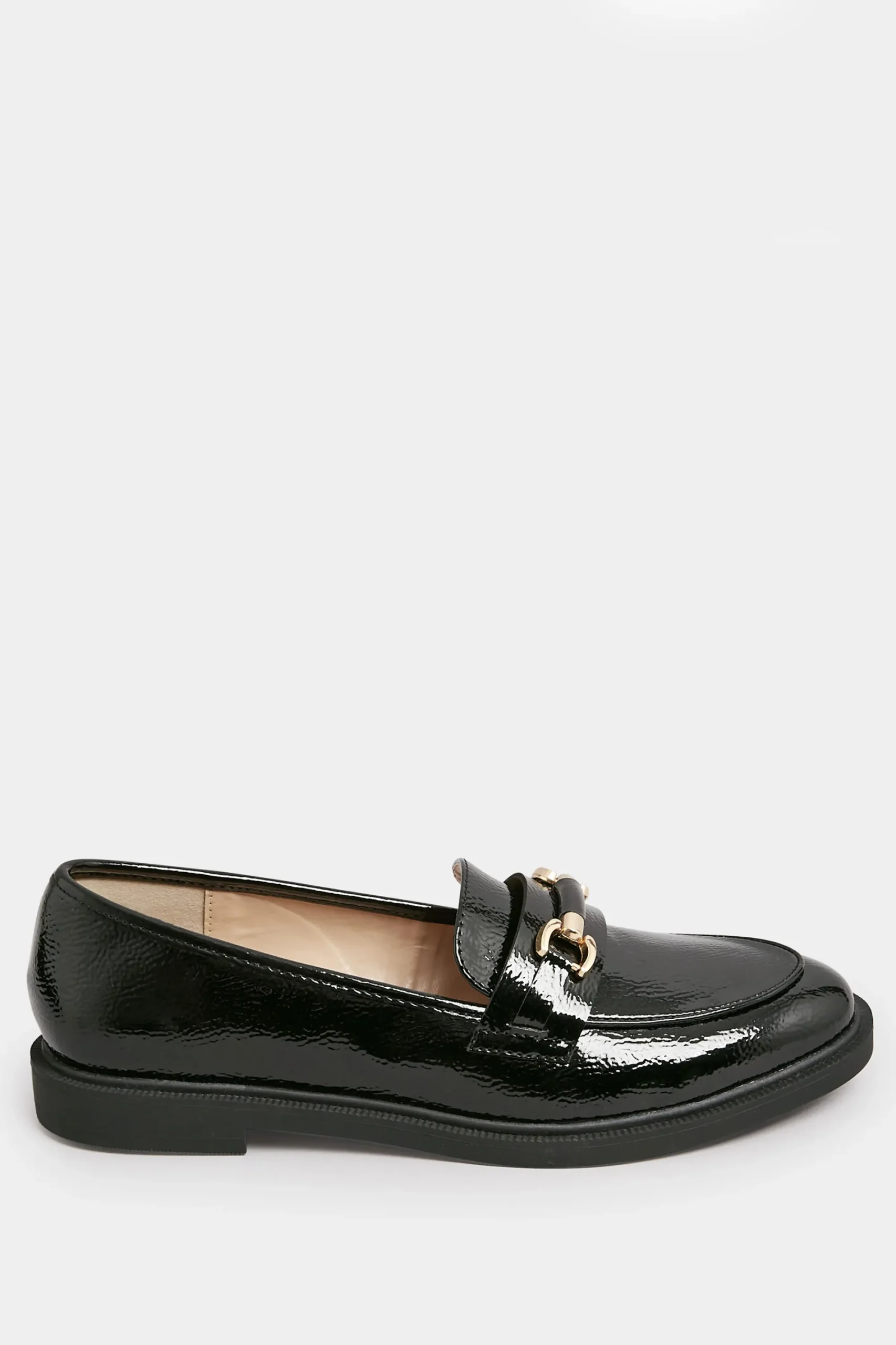 M&Co Yours Yours Black Patent Chain Detail Loafer In Wide E Fit & Extra Wide Eee Fit>Women Flat Shoes