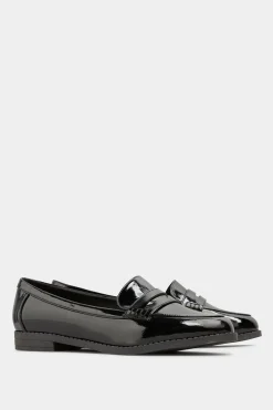 M&Co Yours Yours Black Patent Loafers In Wide E Fit & Extra Wide Eee Fit>Women Flat Shoes