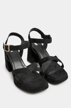 M&Co Yours Yours Black Platform Sandal Heels In Wide E Fit & Extra Wide Eee Fit>Women Heels
